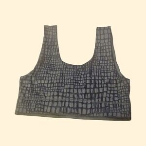 Fabletics Sports Bra Womens Medium Gray Black Croc Print